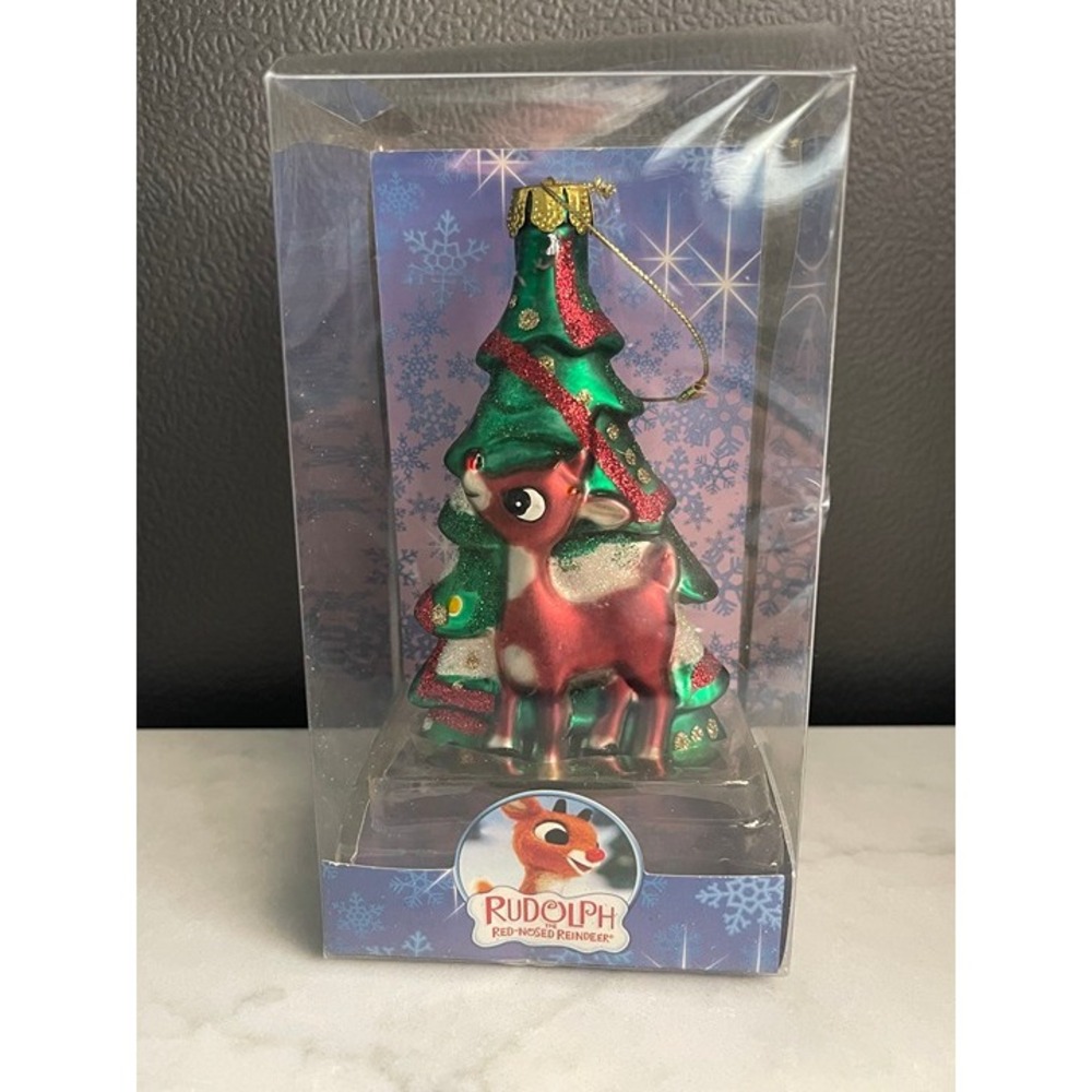 Rudolph the Red Nosed Glass Christmas Ornament